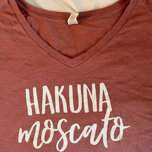 V-neck- light material.  Size XL. Light pink/red.